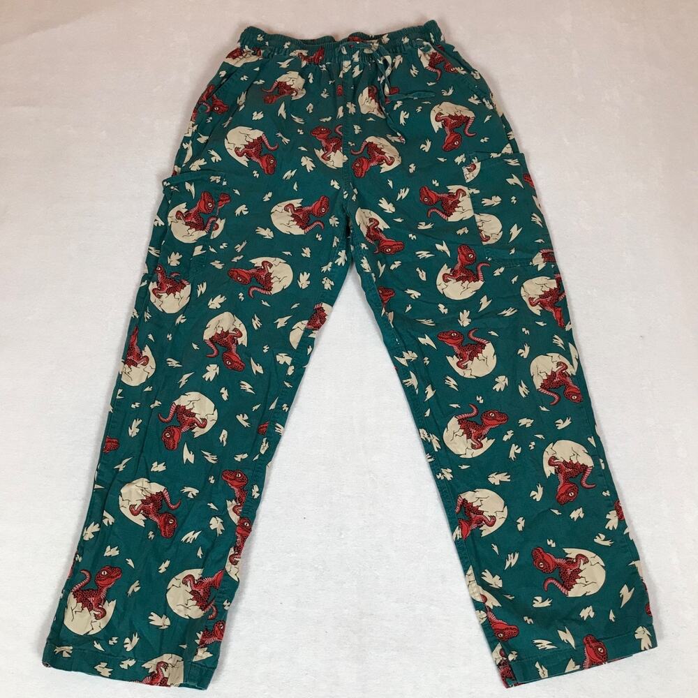 Dangerfield Cotton Baby Dinosaur Egg Shell Green Pant Scrubs Medium